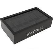 Coffret boite pour 12 montres vitré en bois finition mat