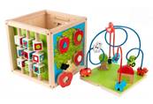 Cube et labyrinthe en bois avec formes et couleurs jeu et jouet 1er age 
