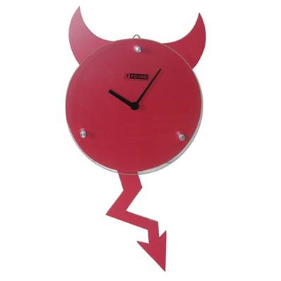 Horloge pendule deco tendance diablotin rouge 24 cm pour cuisine salon