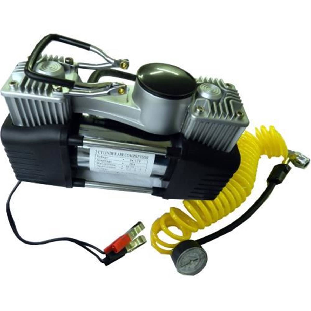 Compresseur d'air PRO double cylindre 12V 10 bars + manomètre pneus 4x4  voiture 3285059997366