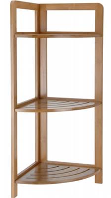 Etagere de rangement d'angle en bambou pour salle de bain