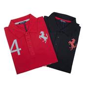 Polo Homme Ferrari manche courte noir avec manche grise 