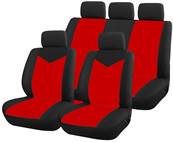 Housse pour siege de voiture 9 pieces noir et rouge STAR compat airbags