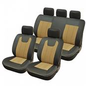 Housse pour siege voiture luxe bi couleur beige et noir compatible air bags