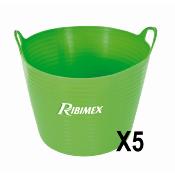 Lot de 5 seaux souple 28 litres pour le jardin, travaux, brico chantier