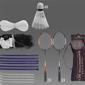 Set de badminton avec 4 raquettes poteaux 4 volants et filet