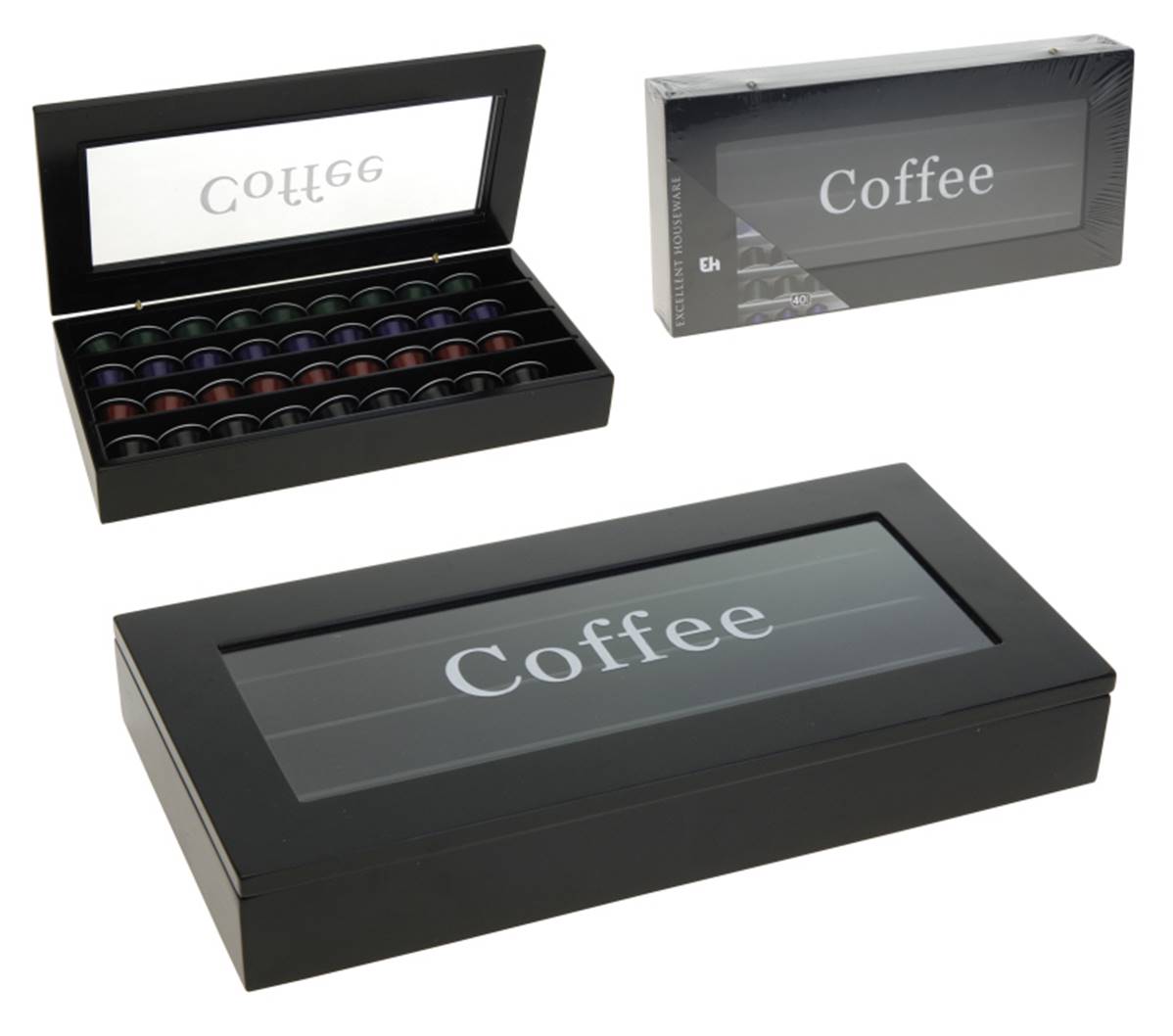 Distributeur de capsules nespresso design bois noir (40 capsules)