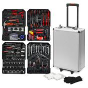 Caisse boite à outils complète - 820 pièces - valise avec poignée téléscopique