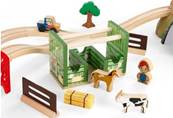 Train et circuit en bois complet à la ferme 75 pieces