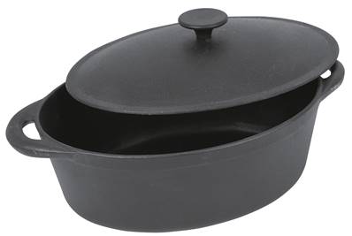 Cocotte Fait tout marmite noire en fonte brute 9L 8-10 personnes