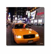 Tableau photo pour déco Taxi à Broadway New York de nuit 30x30 cm
