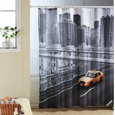 Rideau de douche en tissu motif New york 180 x 200 cm