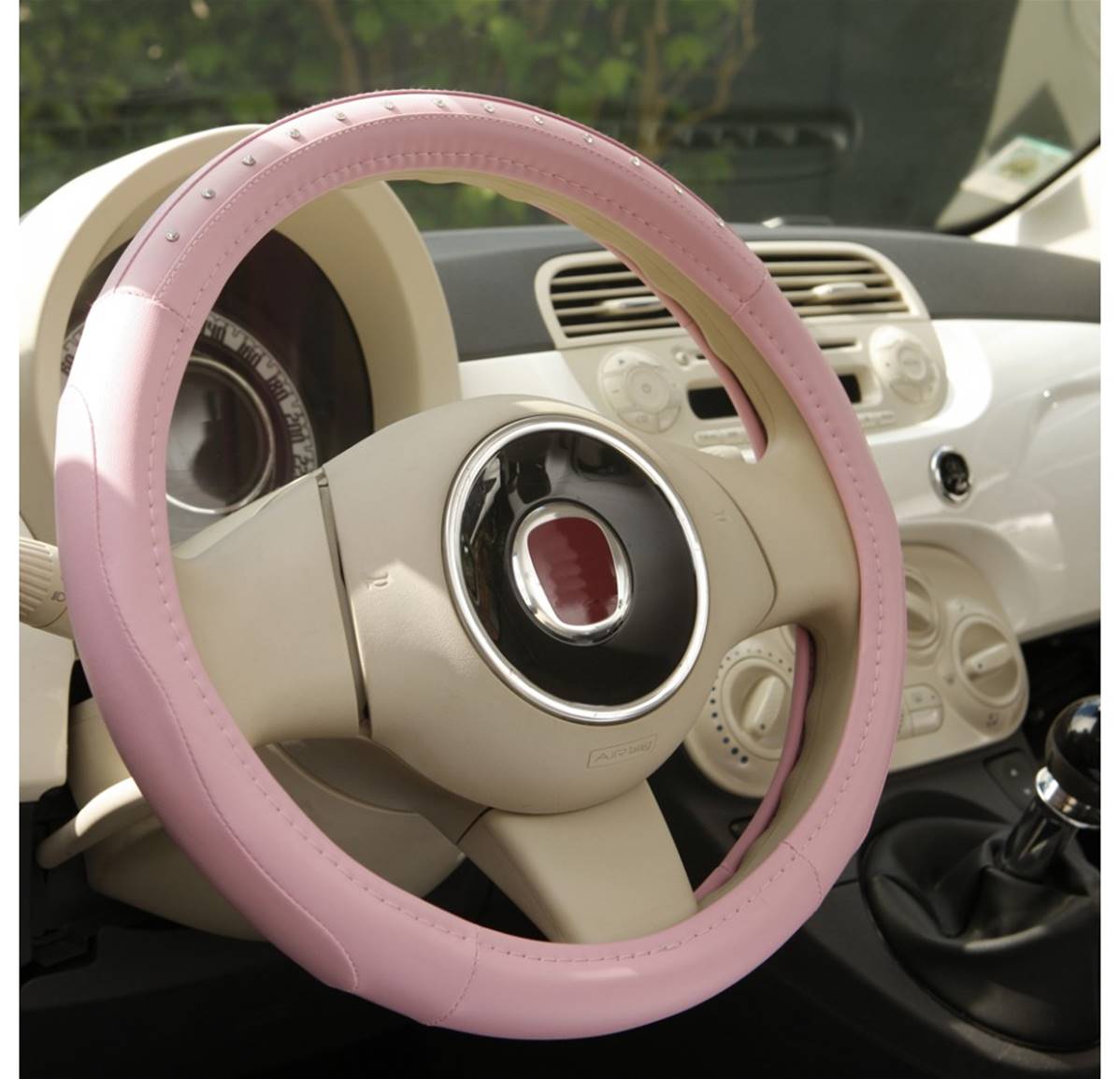 Couvre volant de voiture style pinky rose strass diamant 37 - 39 cm