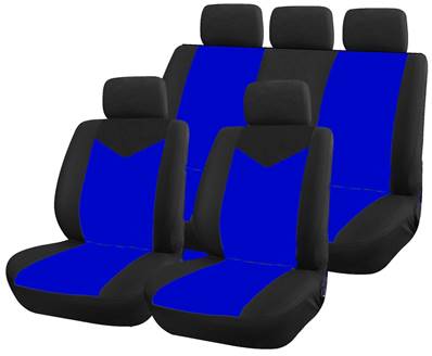 Housse pour siege de voiture 9 pieces noir et bleu STAR compat airbags