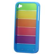 Housse semi rigide MiniGel Arc en Ciel contour Bleu pour Apple iPhone 4