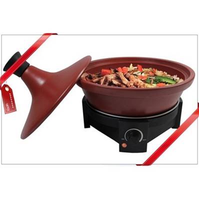 Tajine mijoteuse electrique en terre cuite 6-8 personnes 300W 3L