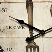 Horloge déco bistro le café avec couvert diametre 40 cm