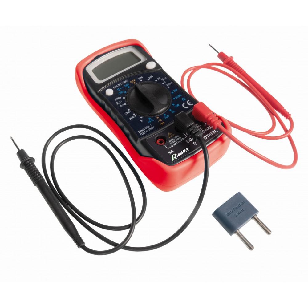 Multimetre digital avec un étui, une paire de câble test de 1m avec sondes  et une prise multifonctio