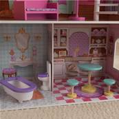 Maison de poupée en bois de princesse avec lit baldaquin