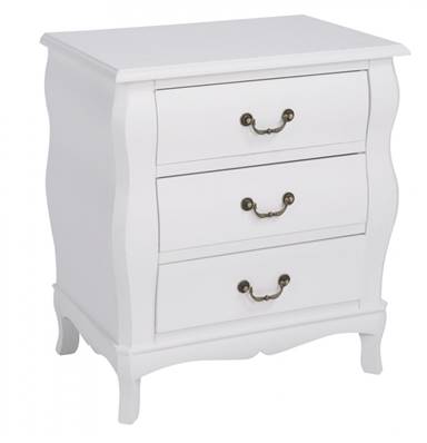 Commode en bois design authentique blanc 3 tiroirs 36X54X60 