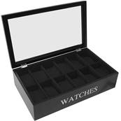 Coffret boite pour 12 montres vitré en bois finition mat