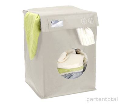 Coffre sac a linge original - design en forme de machine à laver ecru
