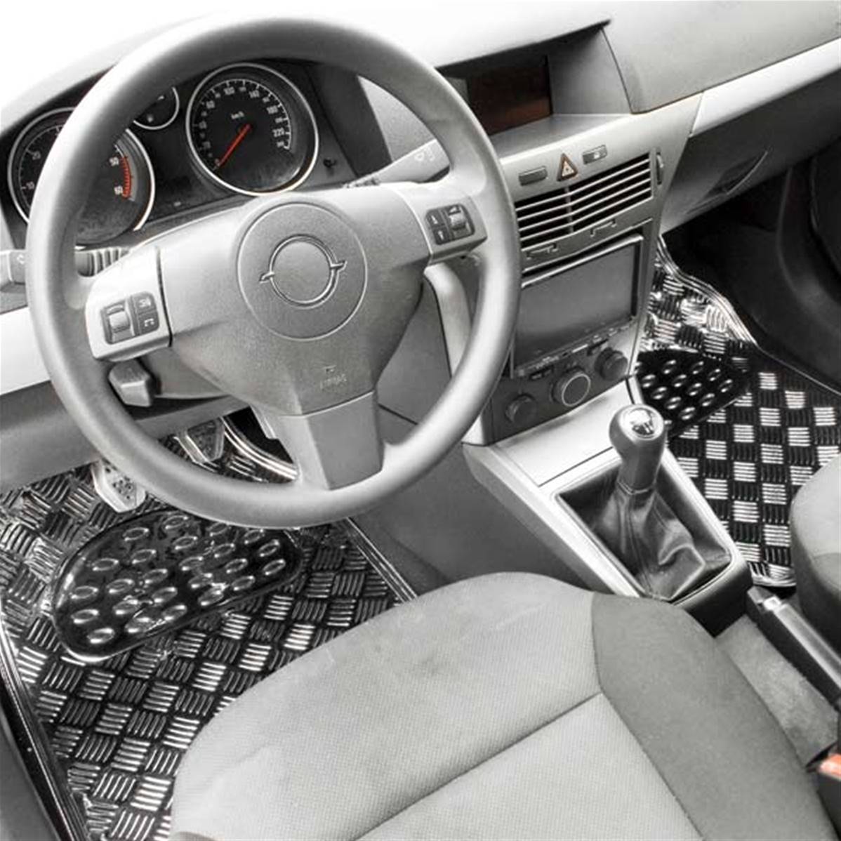 Tapis de sol pour voiture aluminium look racing