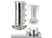 Ensemble 4 tasses a expresso avec soucoupe et support tout inox