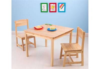 Ensemble table et 2 chaises bois naturel pour enfant