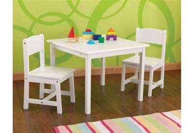 Ensemble table et deux chaises blanc pour enfant