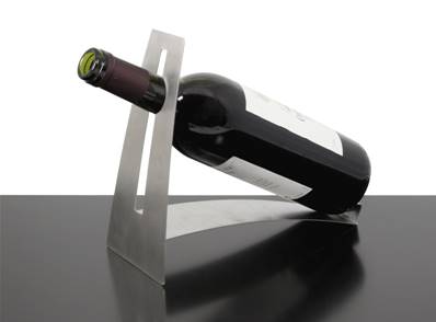 Support à bouteille design en inox - accessoire du vin 