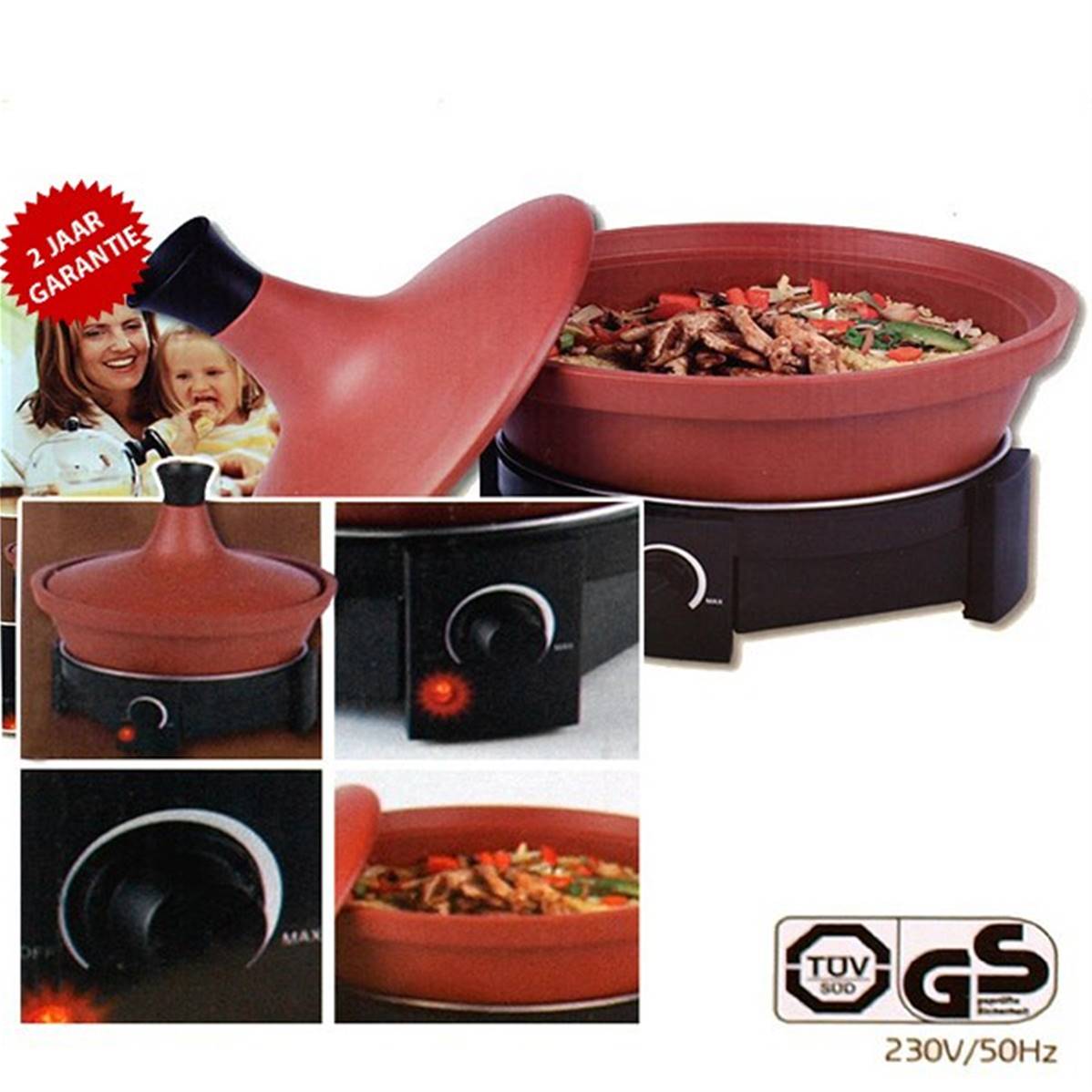 Tajine mijoteuse electrique en terre cuite 6-8 personnes 300W 3L