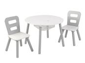 Table ronde 2 chaises en bois design pour enfant gris et blanc 