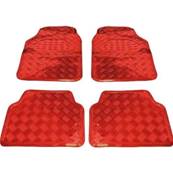 Tapis de sol pour voiture aluminium rouge look racing compatible tous vehicules