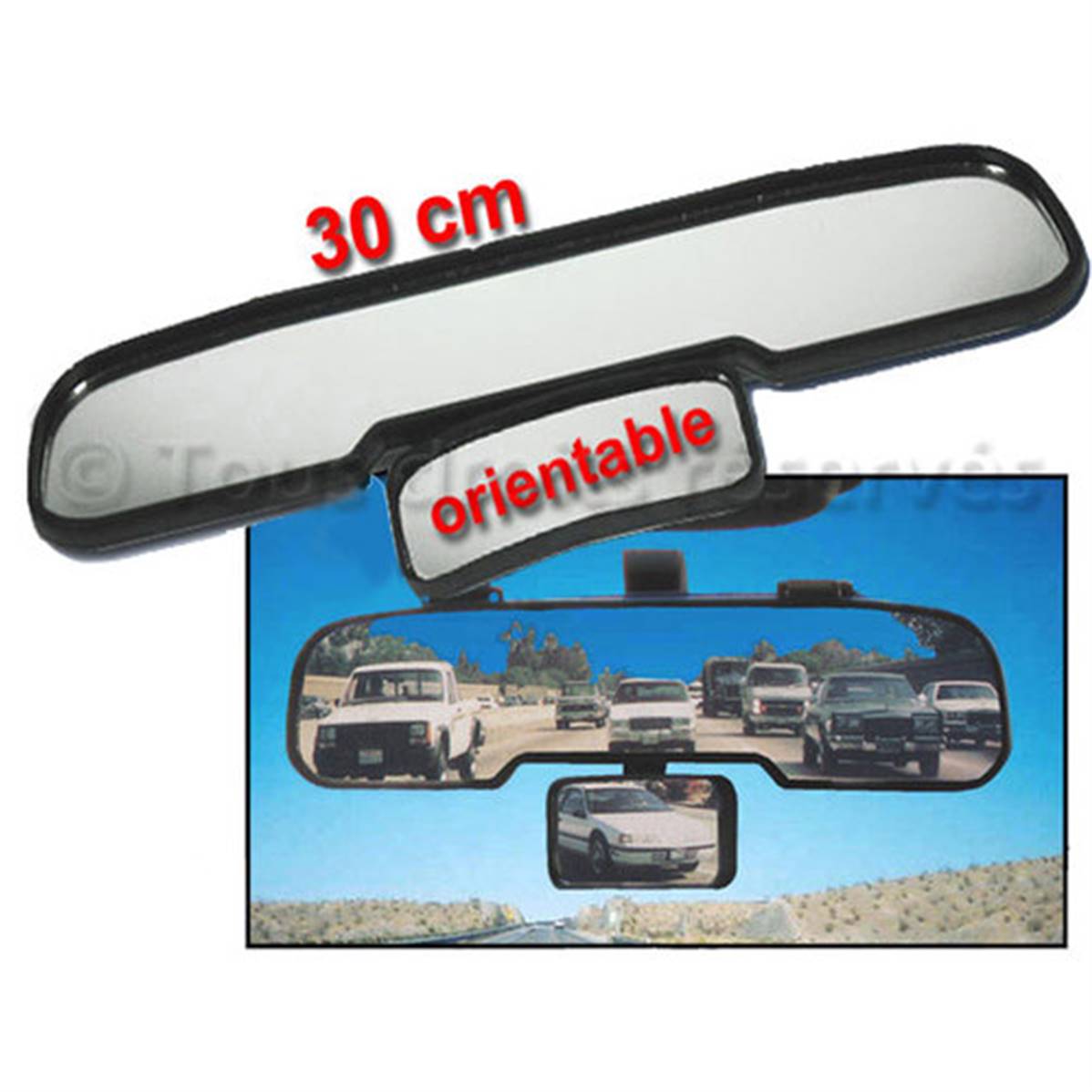 Generic Rétroviseur Intérieur de Voiture 300mm, Anti-éblouissement, Miroir  Bleu Grand Angle à prix pas cher