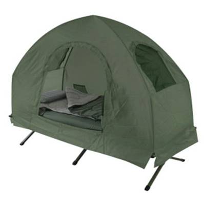 Lit de camps repliable avec tente dome de protection chassis alu