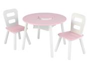 Table ronde 2 chaises en bois design pour enfant rose et blanc 