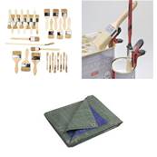 Kit peinture pret a l'emploi - 30 pinceaux - porte pinceau - bache