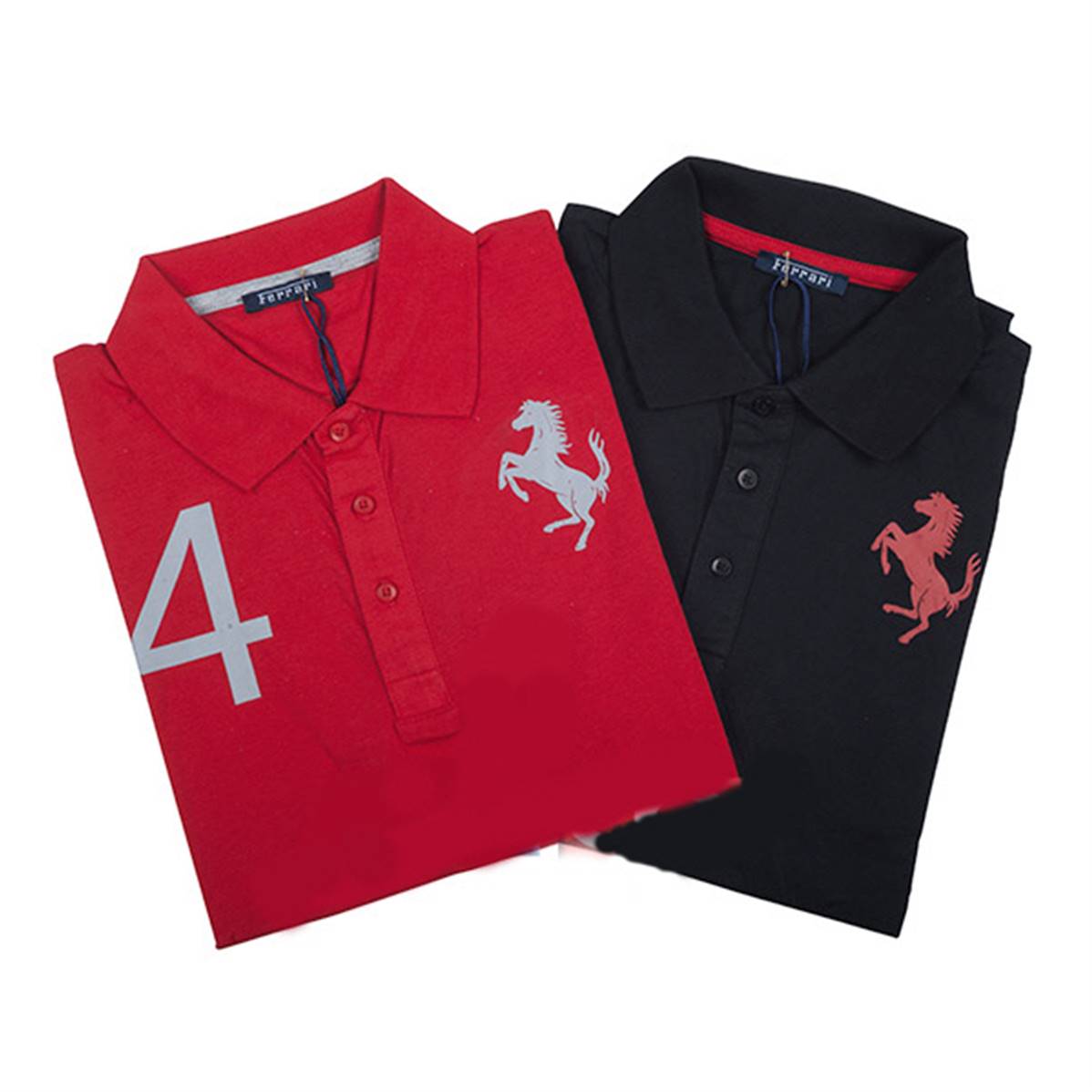 Polo Homme Ferrari manche courte rouge avec manche grise