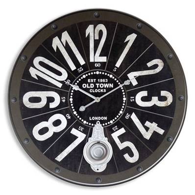 Horloge pendule design loft industry avec balancier diametre 60 cm 