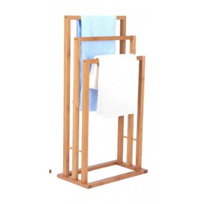 Porte serviette de salle de bain en bois de bambous 3 portants