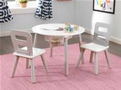 Table ronde 2 chaises en bois design pour enfant gris et blanc 